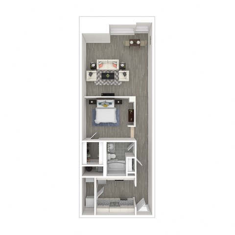 Floor plan for studio, 1 bath, 821 sqft